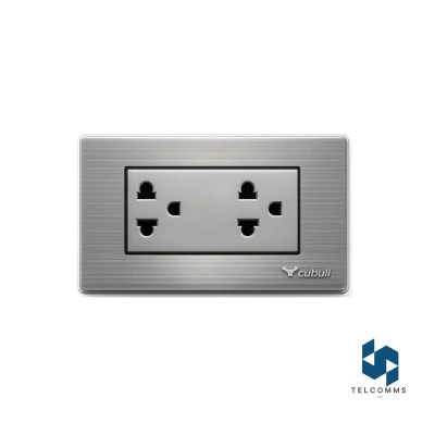 CAJA DE 10 TOMACORRIENTE UNIVERSAL DOBLE EMPOTRABLE PLATEADO