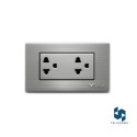 CAJA DE 10 TOMACORRIENTE UNIVERSAL DOBLE EMPOTRABLE PLATEADO
