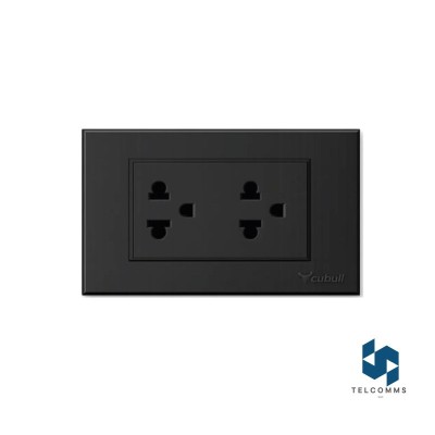 CAJA DE 10 TOMACORRIENTE UNIVERSAL DOBLE EMPOTRABLE NEGRO MATE
