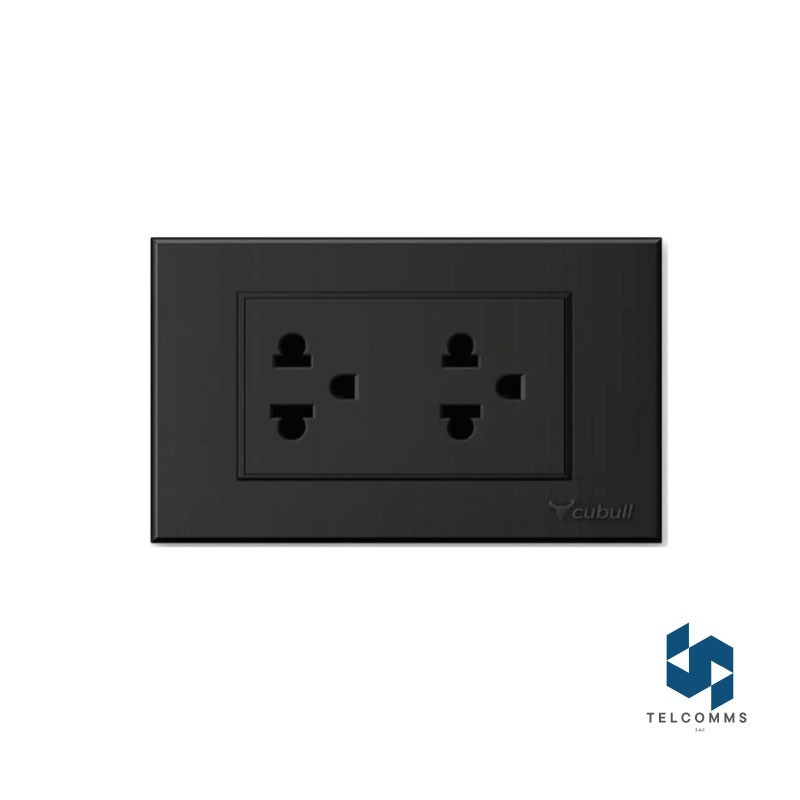 CAJA DE 10 TOMACORRIENTE UNIVERSAL DOBLE EMPOTRABLE NEGRO MATE