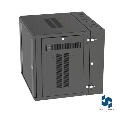 Armazón p-mont. en pared, 12 RU, 25" prof., puerta c/vent., negro