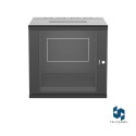 Armazón p-mont. en pared, 12 RU, 25" prof., puerta c/vent., negro