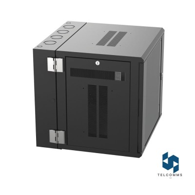 Armazón p-mont. en pared, 12 RU, 25" prof., puerta c/vent., negro